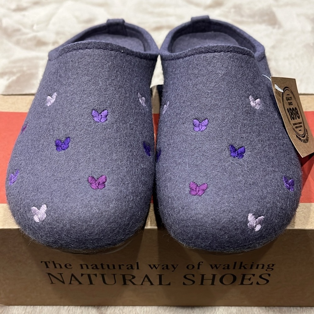 Haflinger 484014 35Everest Farfalline Wool Slippers Women's Navy Size 38 EU/7 US